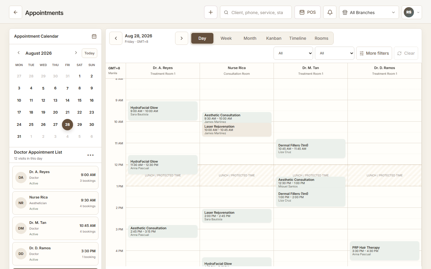 ZenshoTech appointment scheduling calendar with demonstration bookings